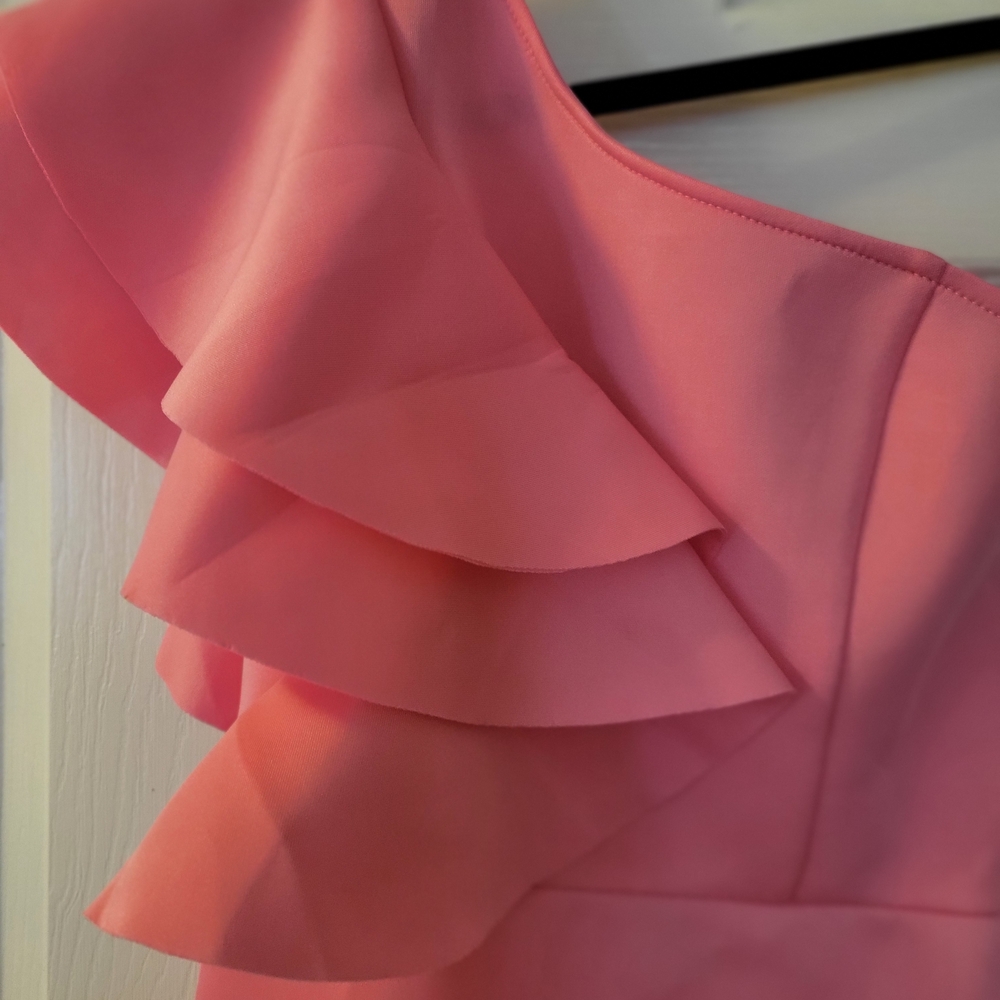 Pink One-Shoulder Ruffle Dress - Picture 4 of 5